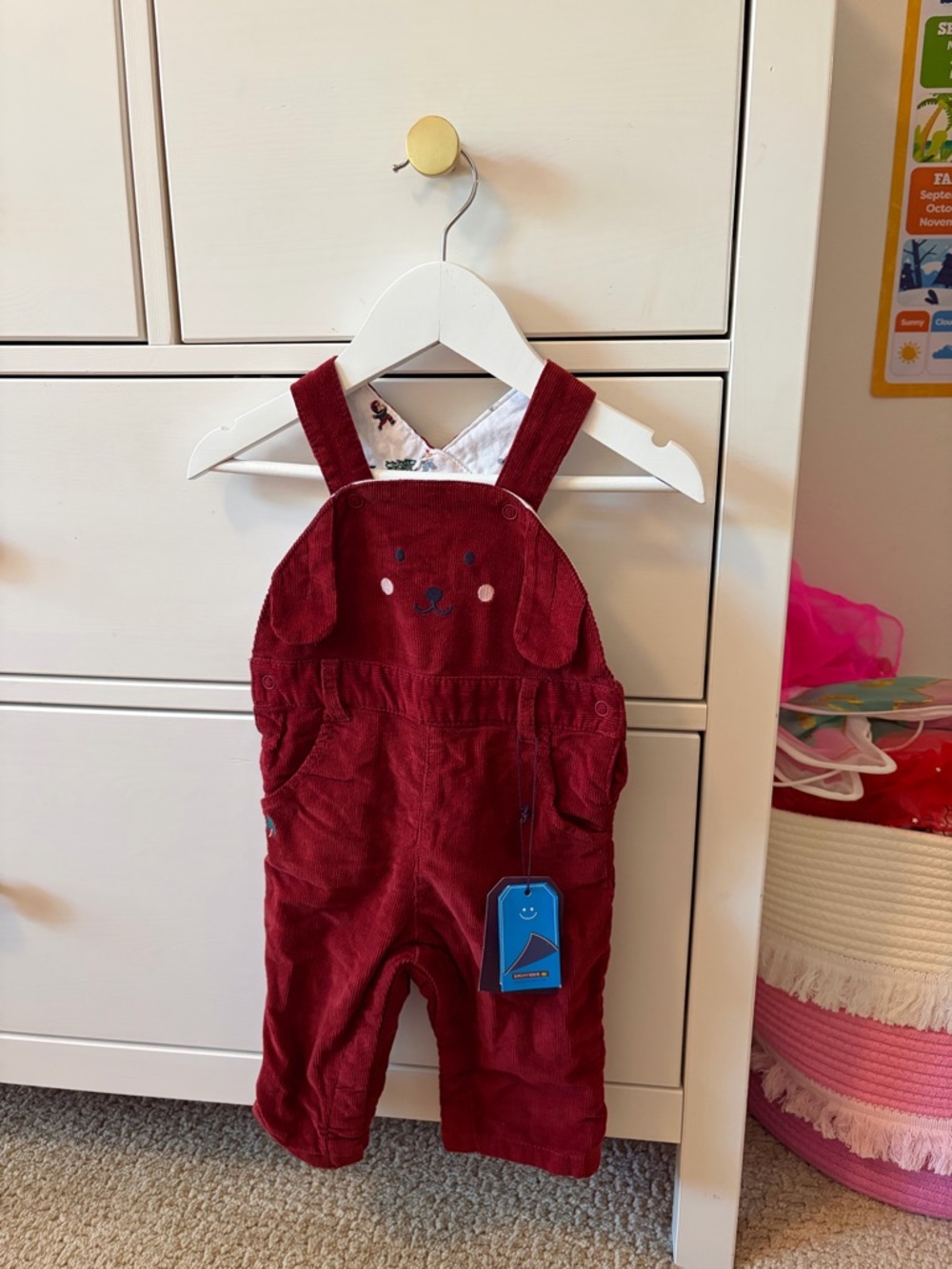 Sergent Major Red Corduroy Overalls 6 Months NWT